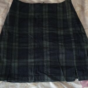 Brandy Melville Black and Green Plaid Mini Skirt
